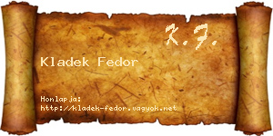 Kladek Fedor névjegykártya